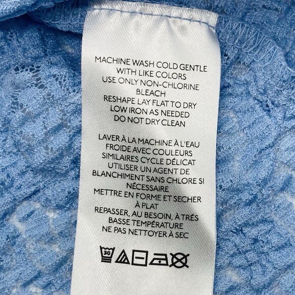 Urban Outfitters Size XS Kimchi Blue Blouse Quinn Lace Pullover Tie Front Blue - Picture 10 of 11